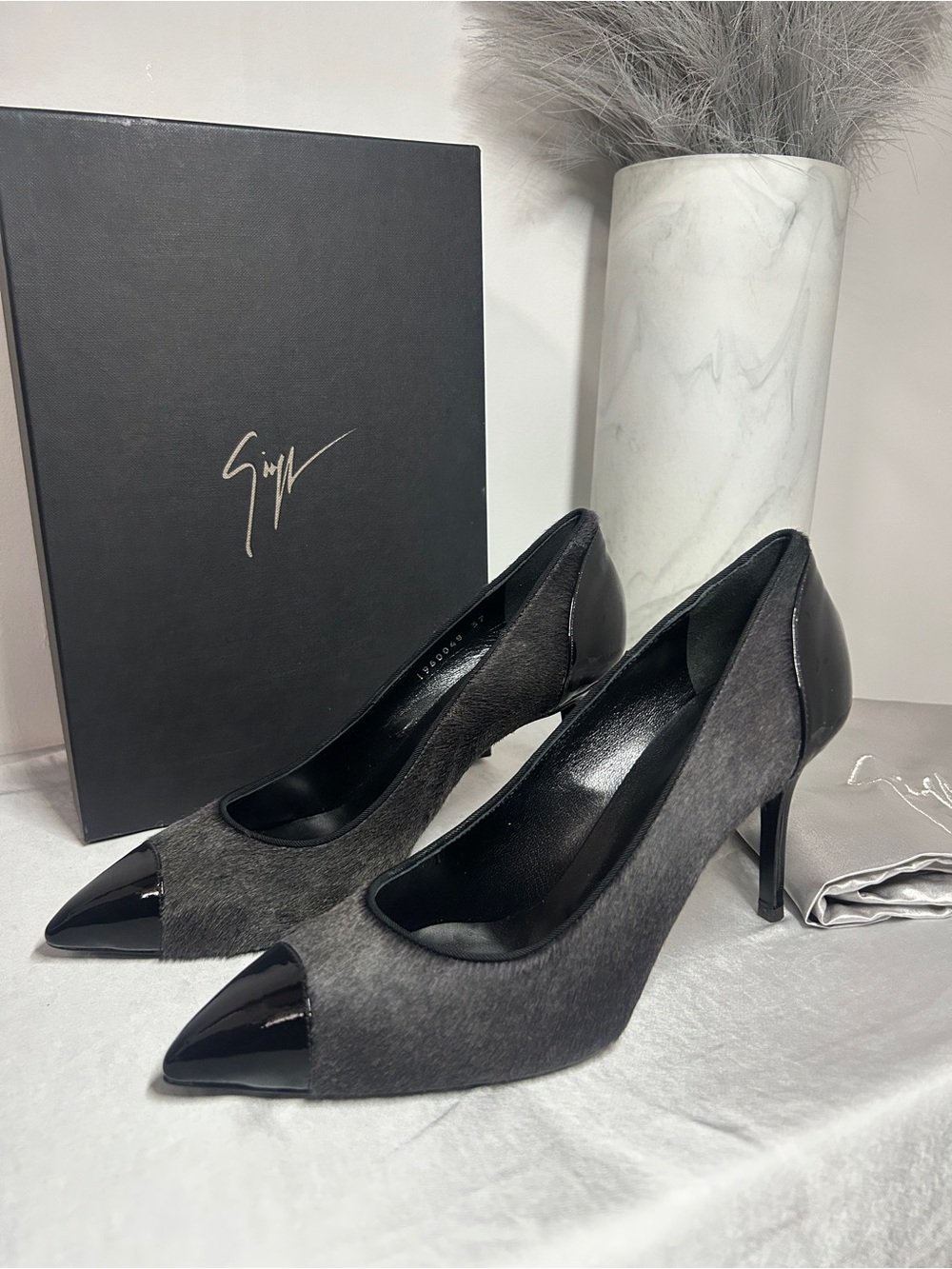 Giuseppe Zanotti Black Pony-Style Calf Hair Pointed Toe Pumps